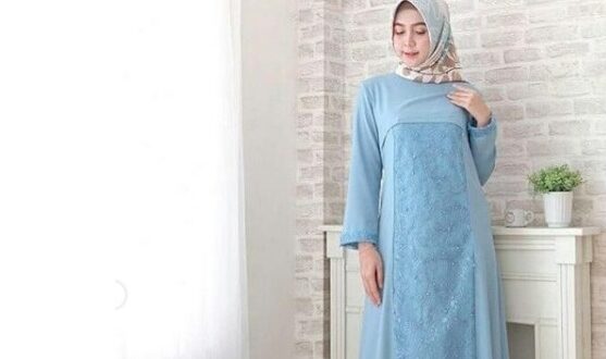 Inspirasi Gamis Brokat Biru untuk Acara Kondangan
